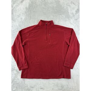 LL Bean Sweater Mens Large Tall Red Long Sleeve 1/4 Zip Pullover‎